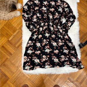 Black Floral Long Sleeve Dress
